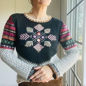 Northern Isle Nordic Sweater Wool Angora Ski Apres Medium